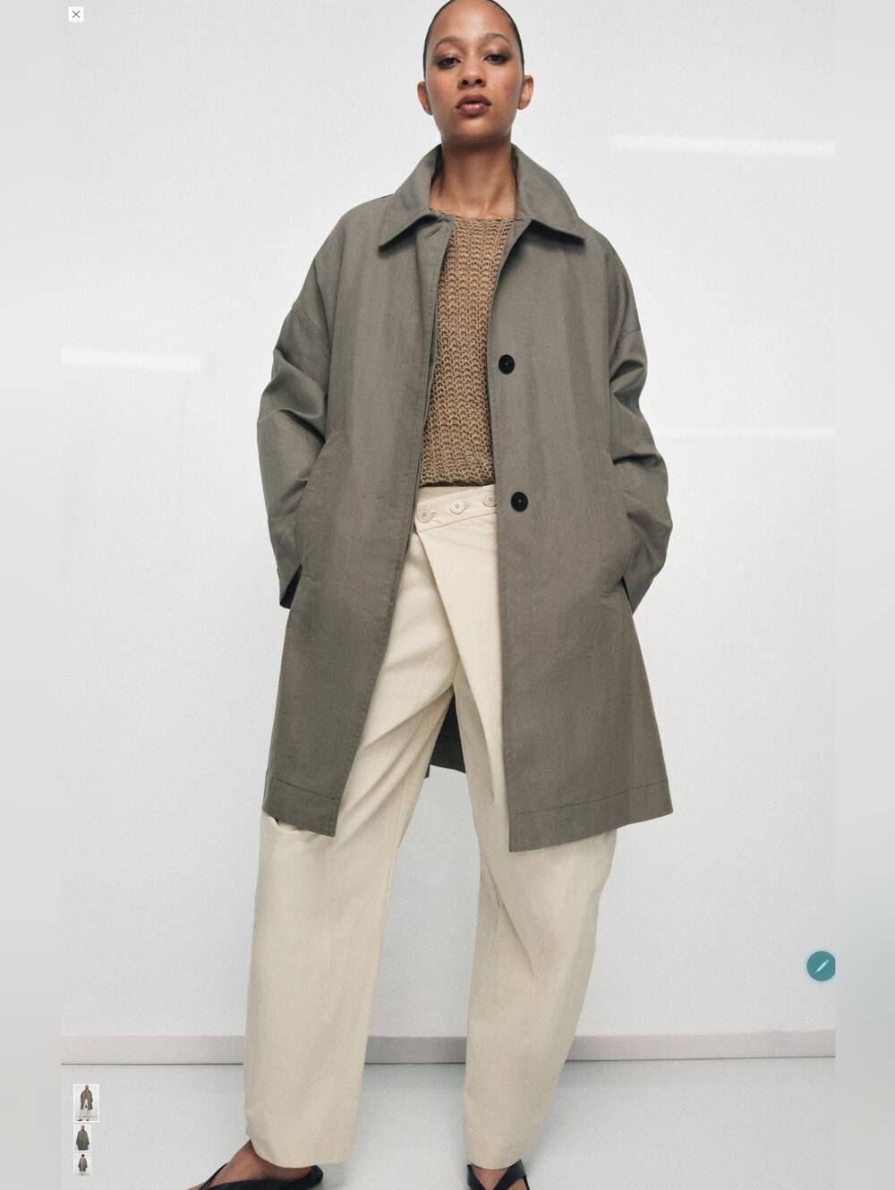 Zara Olive Green Trench Coat